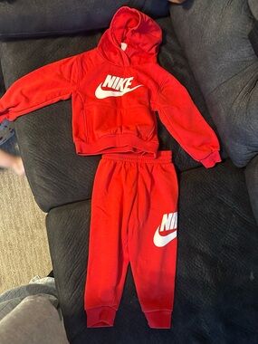 Nike Red Kids Hoodie & Jogger Sweatpants Set